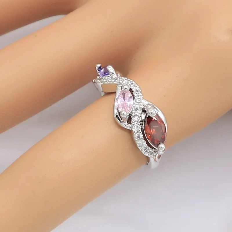 Разноцветный циркониевый серебро 925 набор украшений для женщин с браслет серьги