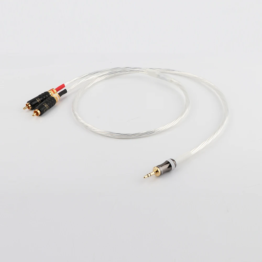 Odin посеребренный провод от 2RCA до 3 5 мм аудио кабель HiFi стерео AUX Jack Y сплиттер для