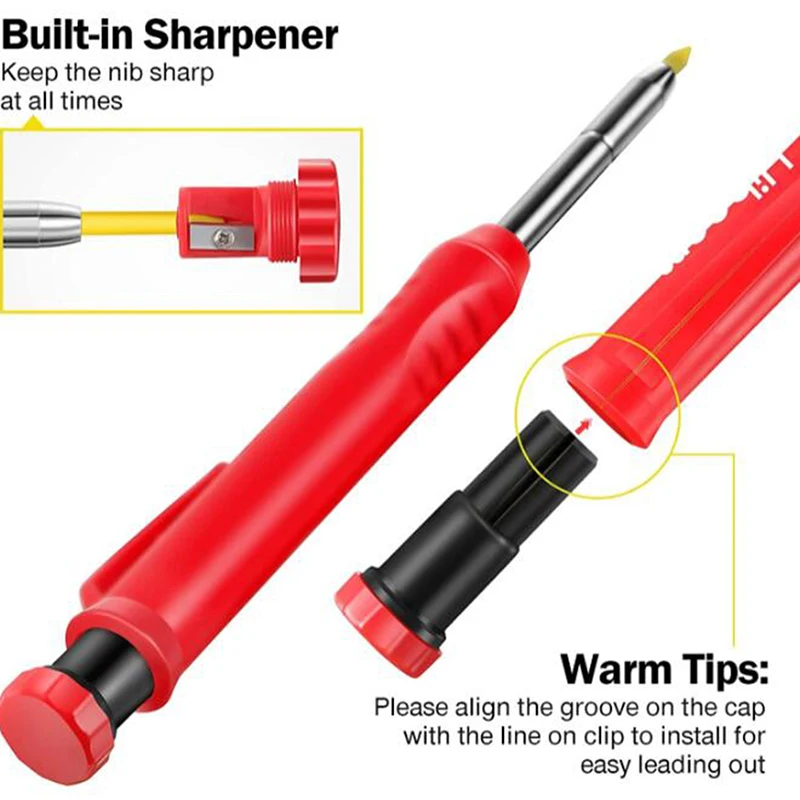

Solid Carpenter Pencil Hole Mechanical Pencil Refill Construction Marker Tool