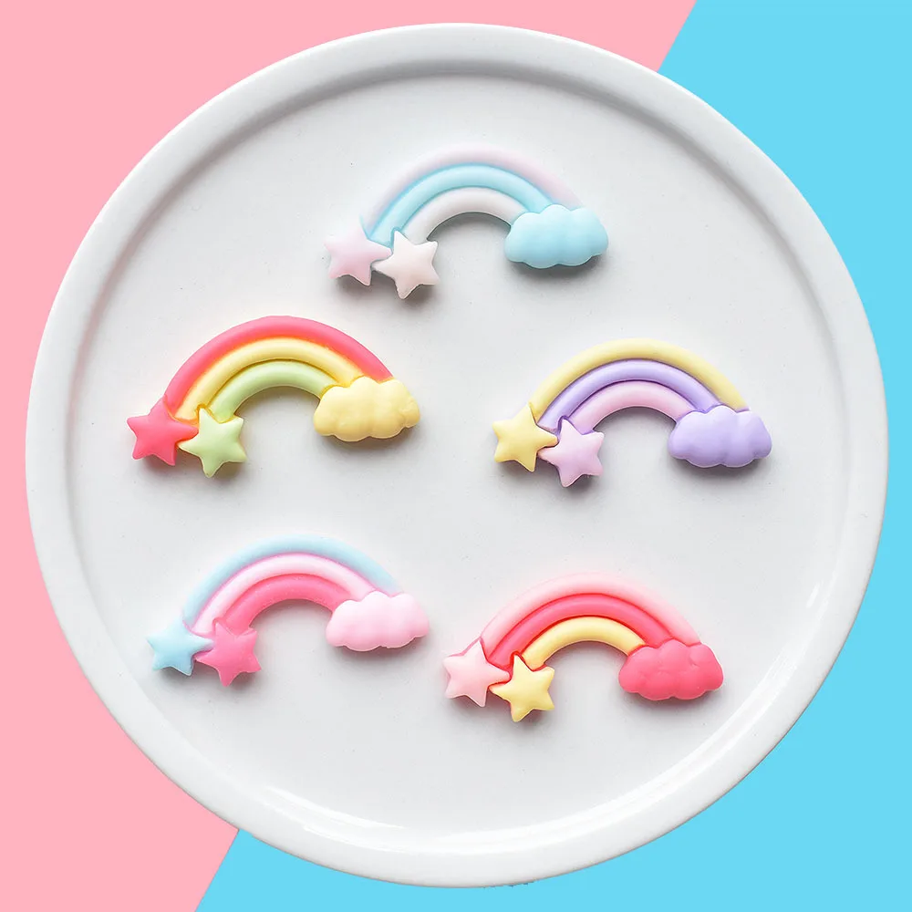 

20Pcs Mini Cute Rainbow Cloud Flat Back Resin Cabochons Scrapbooking DIY Jewelry Craft Hair Phone Decoration Accessories