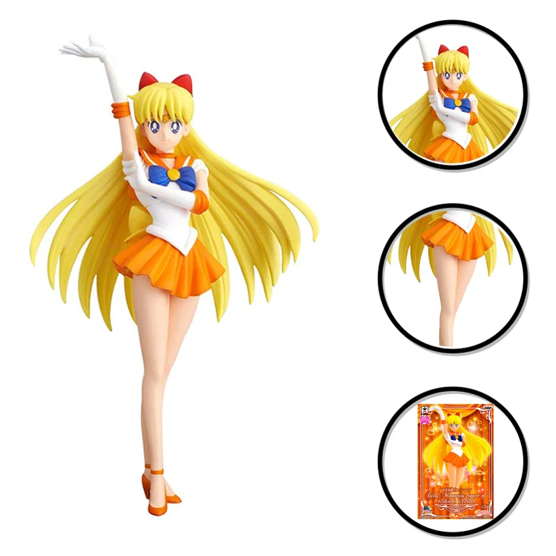 18cm Doll Anime Figure Sailor Moon Cartoon Static Decoration Venus Mercury Moon Mars Jupiter PVC Hot Japan Toys for Girls