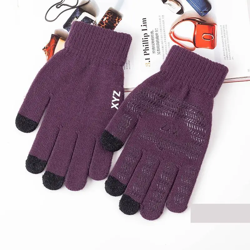 Мужские и женские зимние перчатки из бархатной шерсти теплые Нескользящие