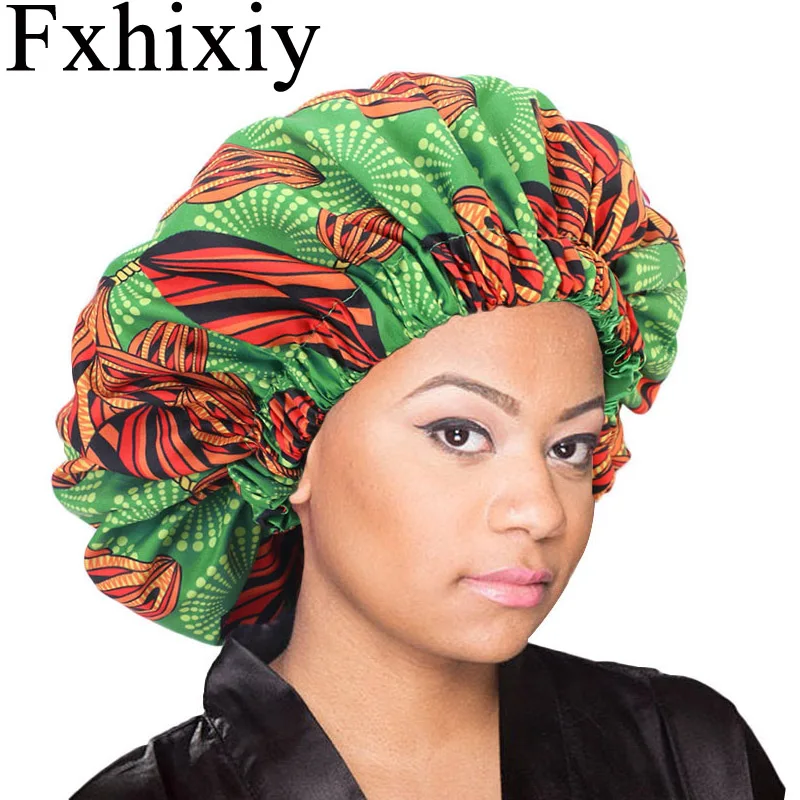 Новинка Африканский узор Анкара ткань капот женская шапка для сна сатин Экстра