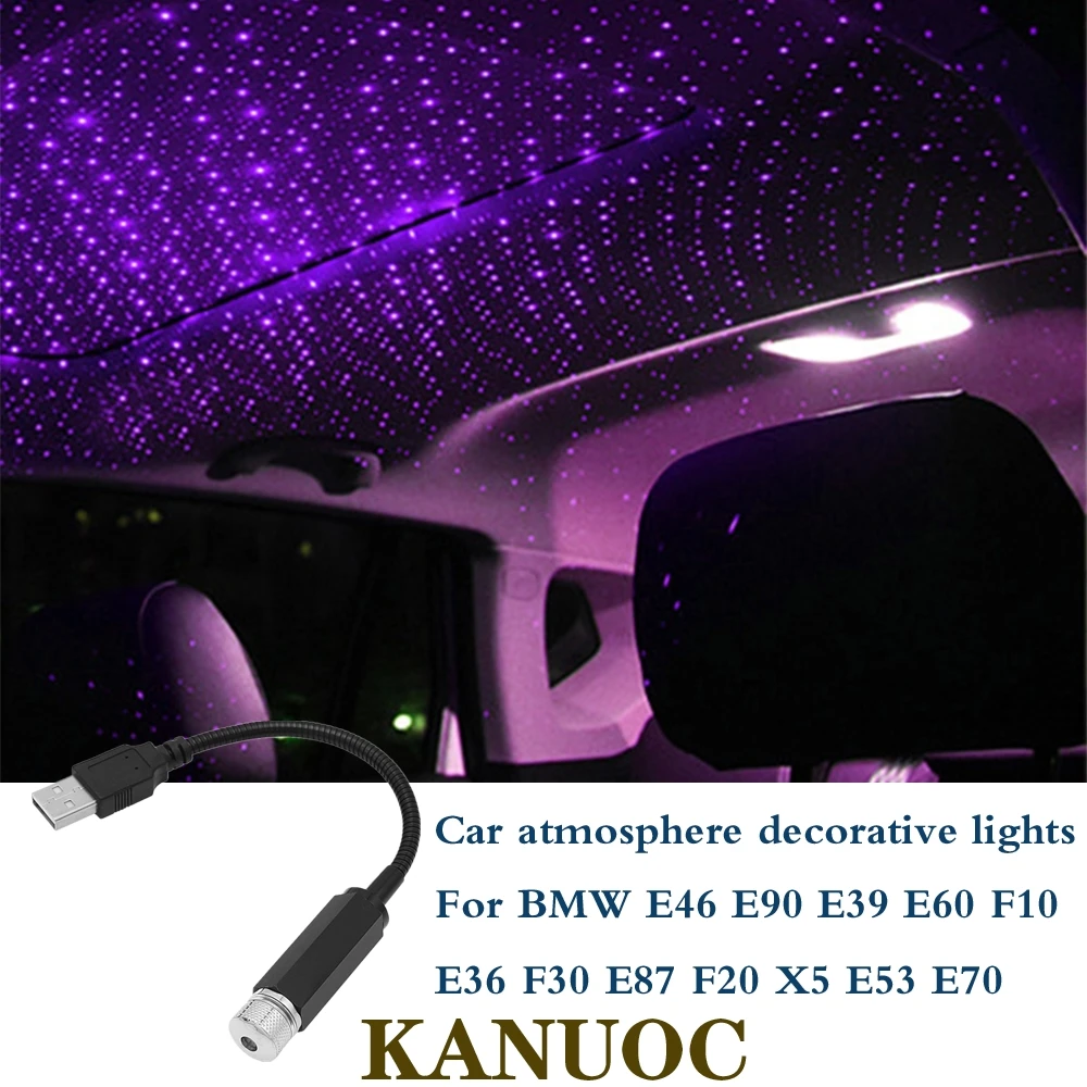 Romantic USB LED Car Roof Star Night Light Atmosphere Lamp Neon  Lamps For BMW M F20 E91 G30 E34 X5 E53 E90 E70 E89 E46