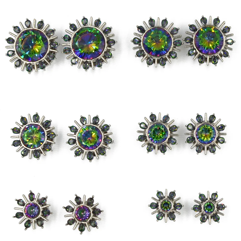 2 шт. из нержавеющей стали с цветком фианит винт камнем подходит для ушей тоннель