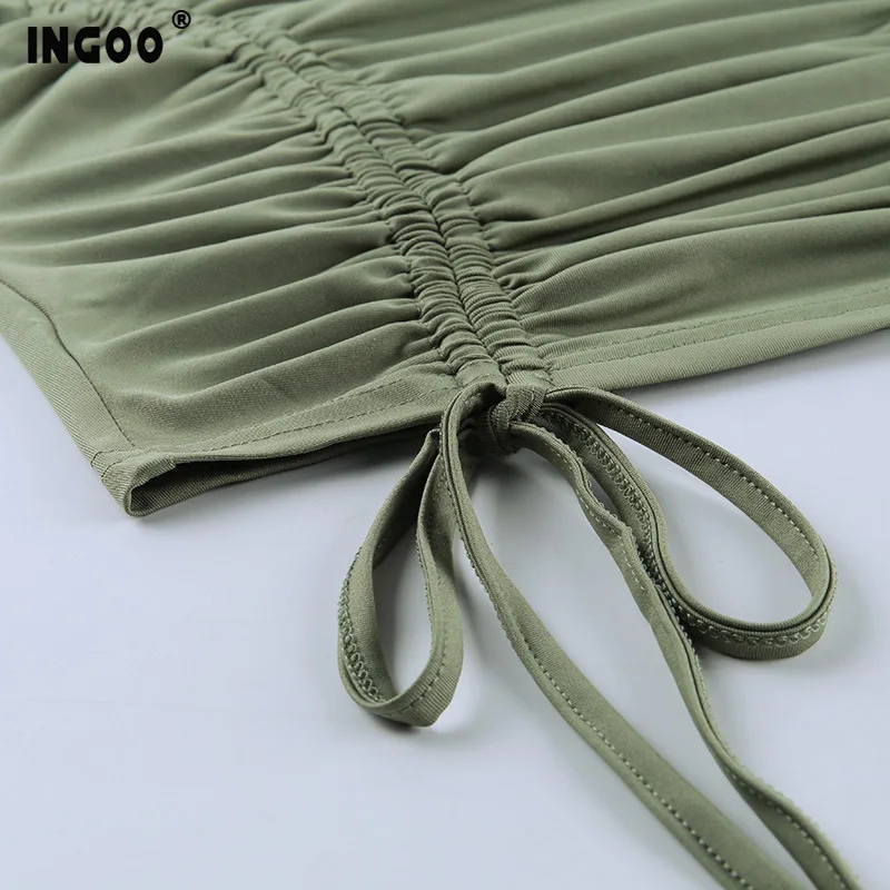 Женская футболка с длинными рукавами и рюшами INGOO Весенняя повседневная