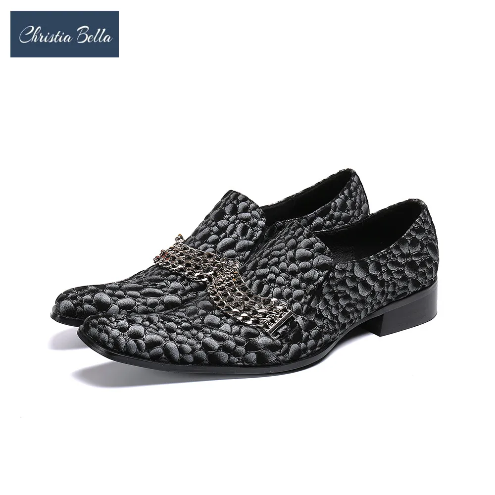 Мужские деловые туфли из натуральной кожи на цепочках большие размеры | Обувь