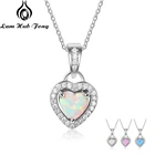 Ожерелья серебряного цвета в форме сердца, белого, розового, синего цвета, с опалом, ожерелья и кулоны с кубическим цирконием, модные украшения, подарок для женщин