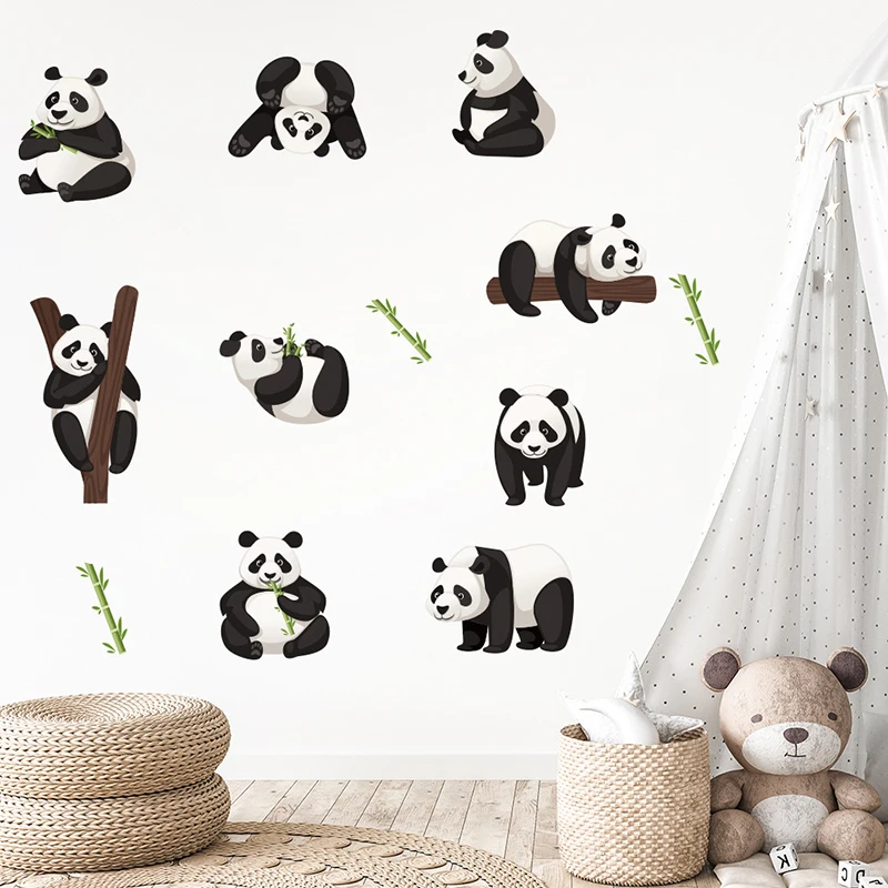 

1 шт. симпатичная бамбуковая панда мультяшная Наклейка на стену для детской комнаты гостиной Кабинета настенное украшение