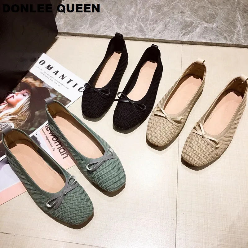 Обувь на плоской подошве женские Балетки без застежки с круглым носком балетки