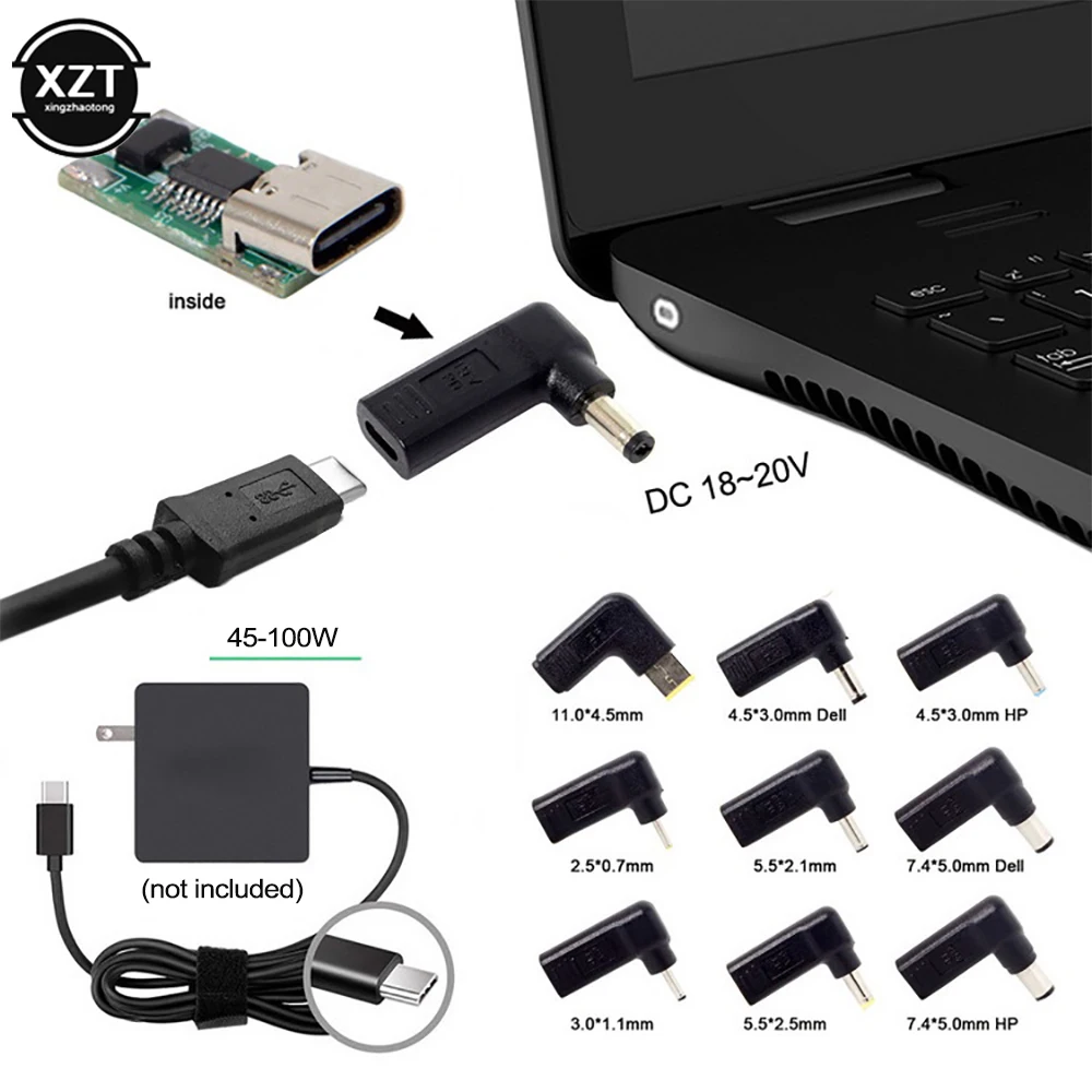 Адаптер конвертер для зарядного устройства ноутбука USB Type C гнездовой разъем