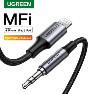 Ugreen mfi lightning to 3. 5mm aux cable for iphone 11 pro max x 7 3. 5mm jack male 1m cable car converter headphone audio adapter 1 cable Item image