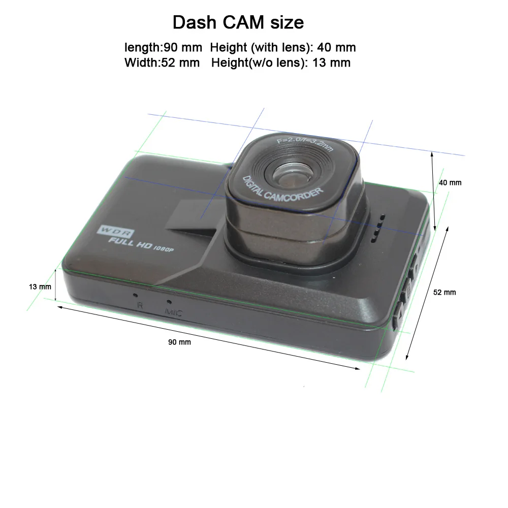 Full HD 1080P Dash Cam Video Recorder Driving For Front Car Recording Night Wide Angle Dashcam Registrar DVR Camera | Автомобили и