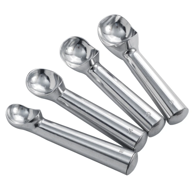 

Stainless Steel Ice Cream Spoon Set Portable Non-Stick Antifreeze Ice Cream Spoon Kitchen Accessories 4Pcs