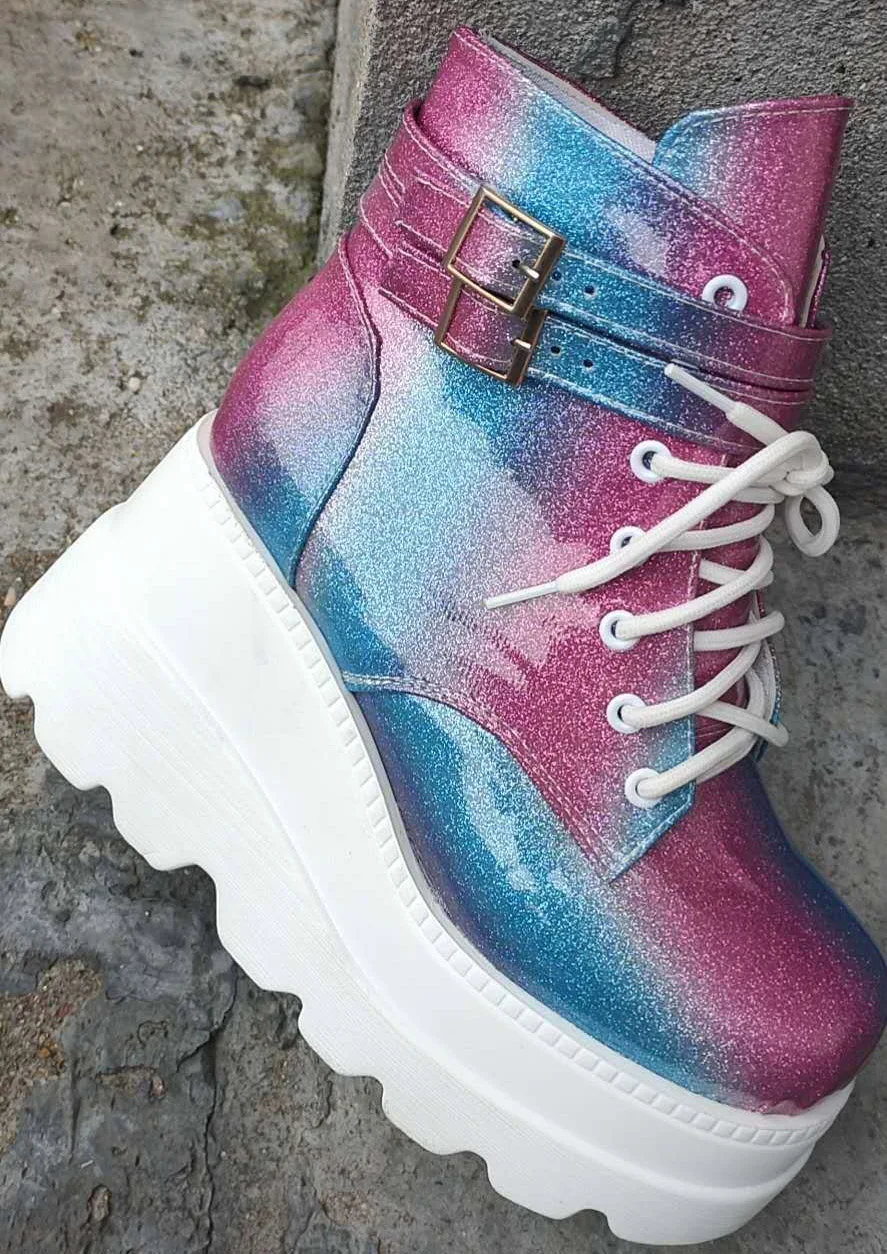 High Cut нить градиент кроссовки на танкетке с высоким каблуком спортивные Для