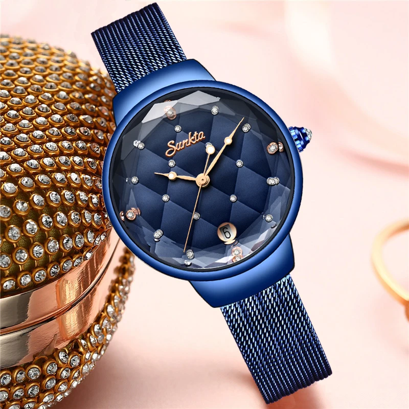 Часы наручные SUNKTA женские кварцевые модные роскошные водонепроницаемые со