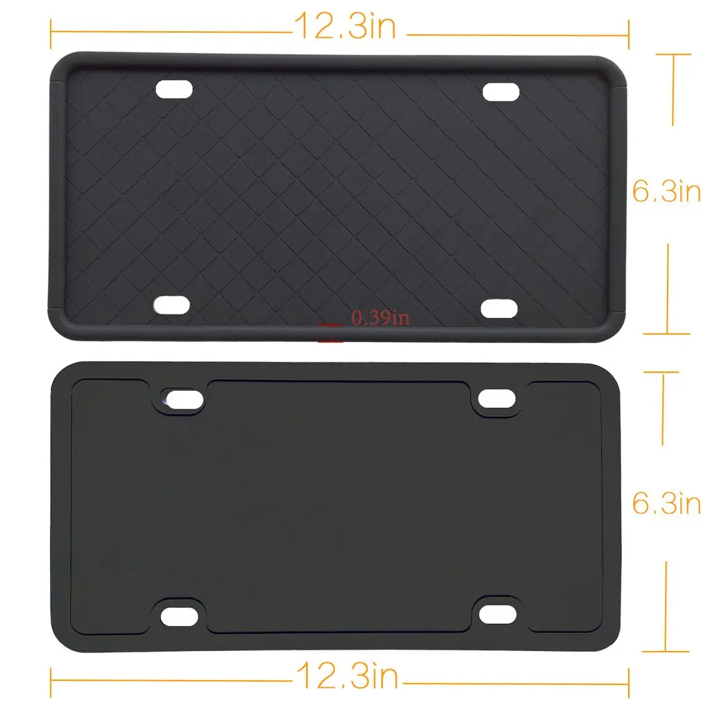 

Silicone License Plate Frames Weather-Proof Car License Plate Cover Car Rust-Proof Black License Plate Bracket Holder