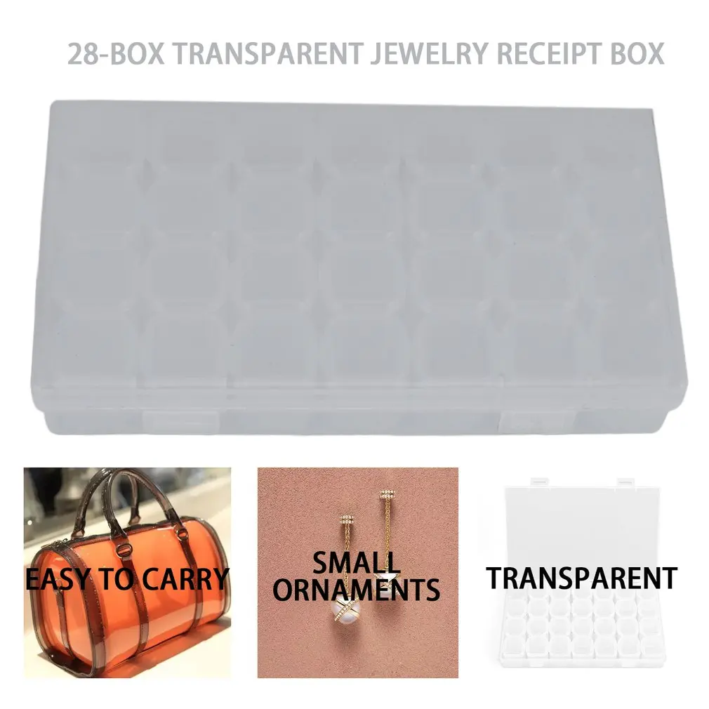 Прозрачный пластик 28 слотов коробка для хранения ювелирных изделий Чехол бусины