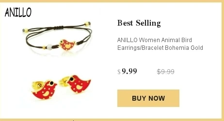 ANILLO для женщин Сова серьги/браслет золотой цвет богемы животных нержавеющая сталь нейлон тканые Шарм регулируемый комплект ювелирных изделий