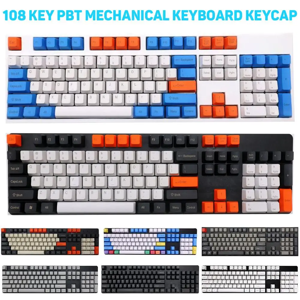 108 шт./компл. PBT цветные колпачки для клавиш Cherry MX механическая клавиатура Прямая