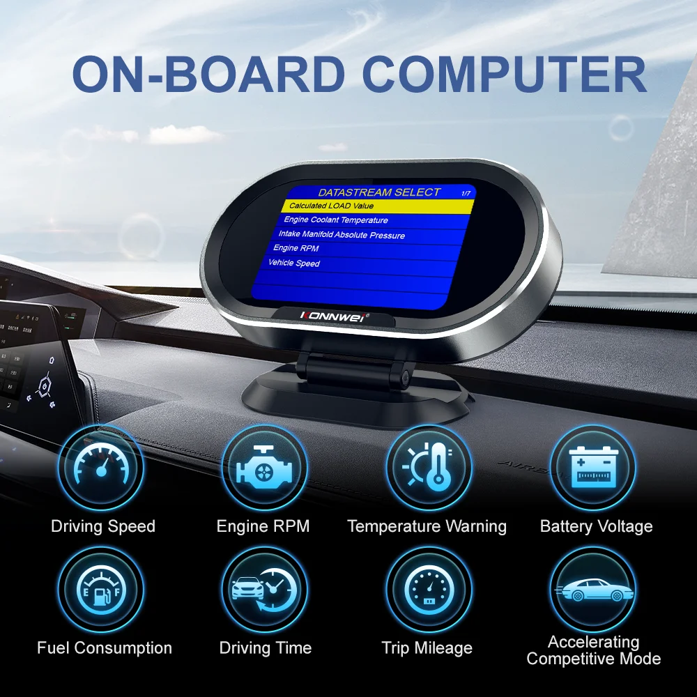 Автомобильный бортовой компьютер KONNWEI KW206 OBD2 цифровой Компьютерный дисплей