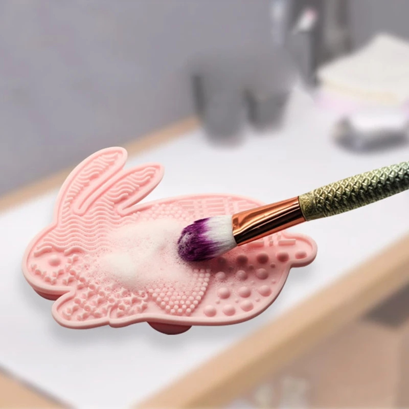 Портативная Кисть для макияжа с милым мультяшным Кроликом коврик чистки