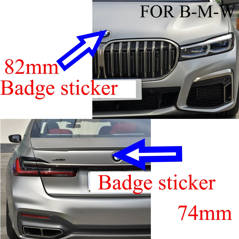 

2pcs 82mm 74mm Blue White black white Emblem Badge BONNET Hood Front Rear Trunk Logo E46 E39 E38 E90 E60 X3 X5 X6 51148132375