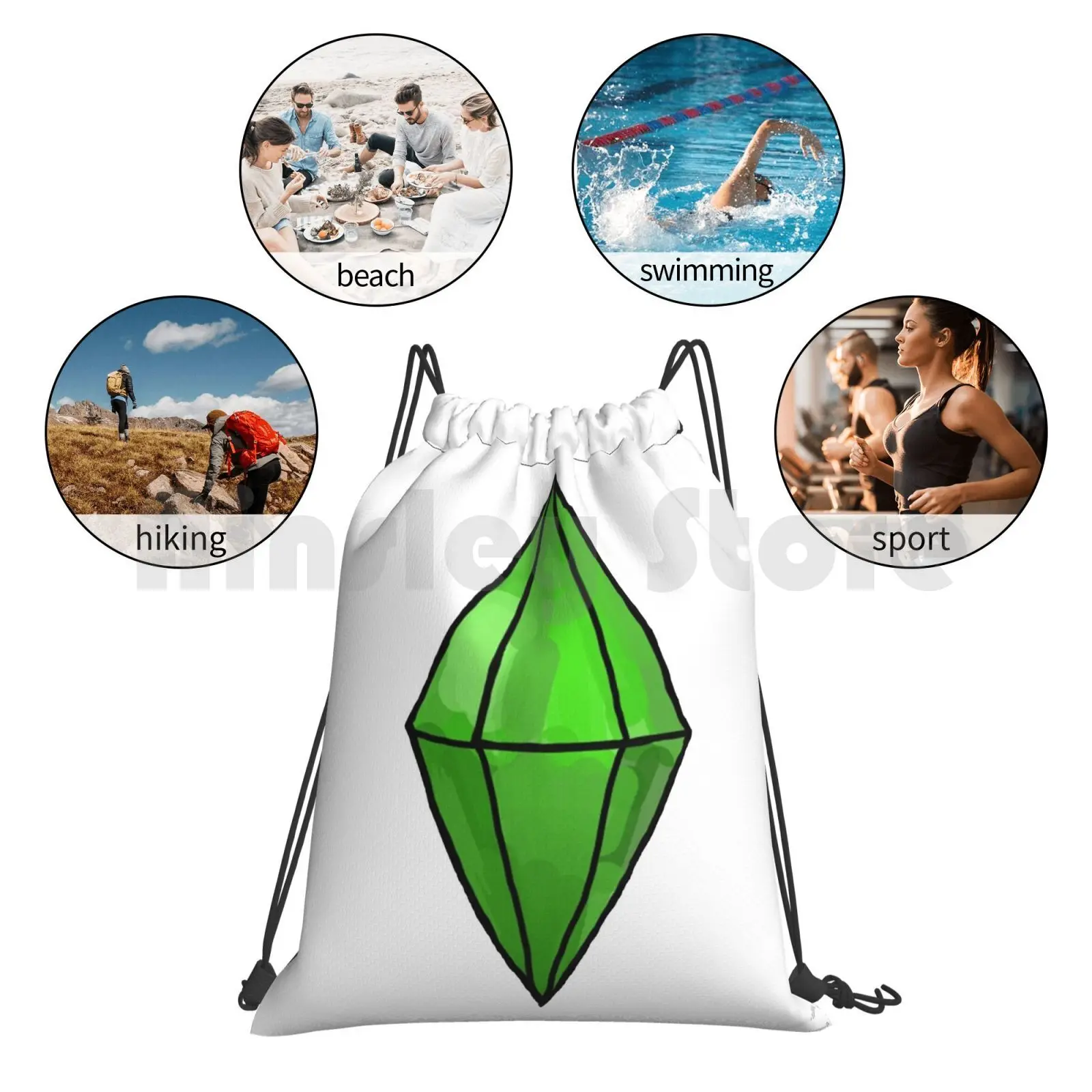 Giant Plumbob Backpack Drawstring Bag Riding Climbing Gym Bag  Sims The Sims Sims 2 Sims 3 Sims 4 Ea Plumbob Sim Games Pc images - 6