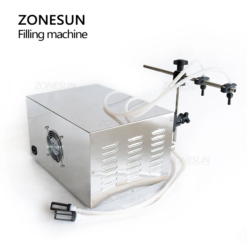 ZONESUN YG2 Semi Automatic Bottle Liquid Filling Machine Magnetic Pump Electric 2 Heads Soft Drink Essential Oil Water Juice |
