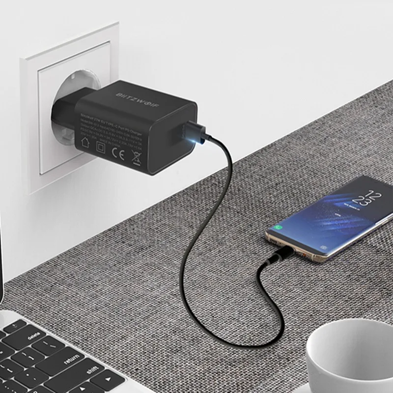 

BlitzWolf S12 27W QC4+ QC4.0 QC3.0 PD Type-C Port EU AU USB Mobile Phone Charger for iPhone 12 Pro Max for Huawei for Xiaomi