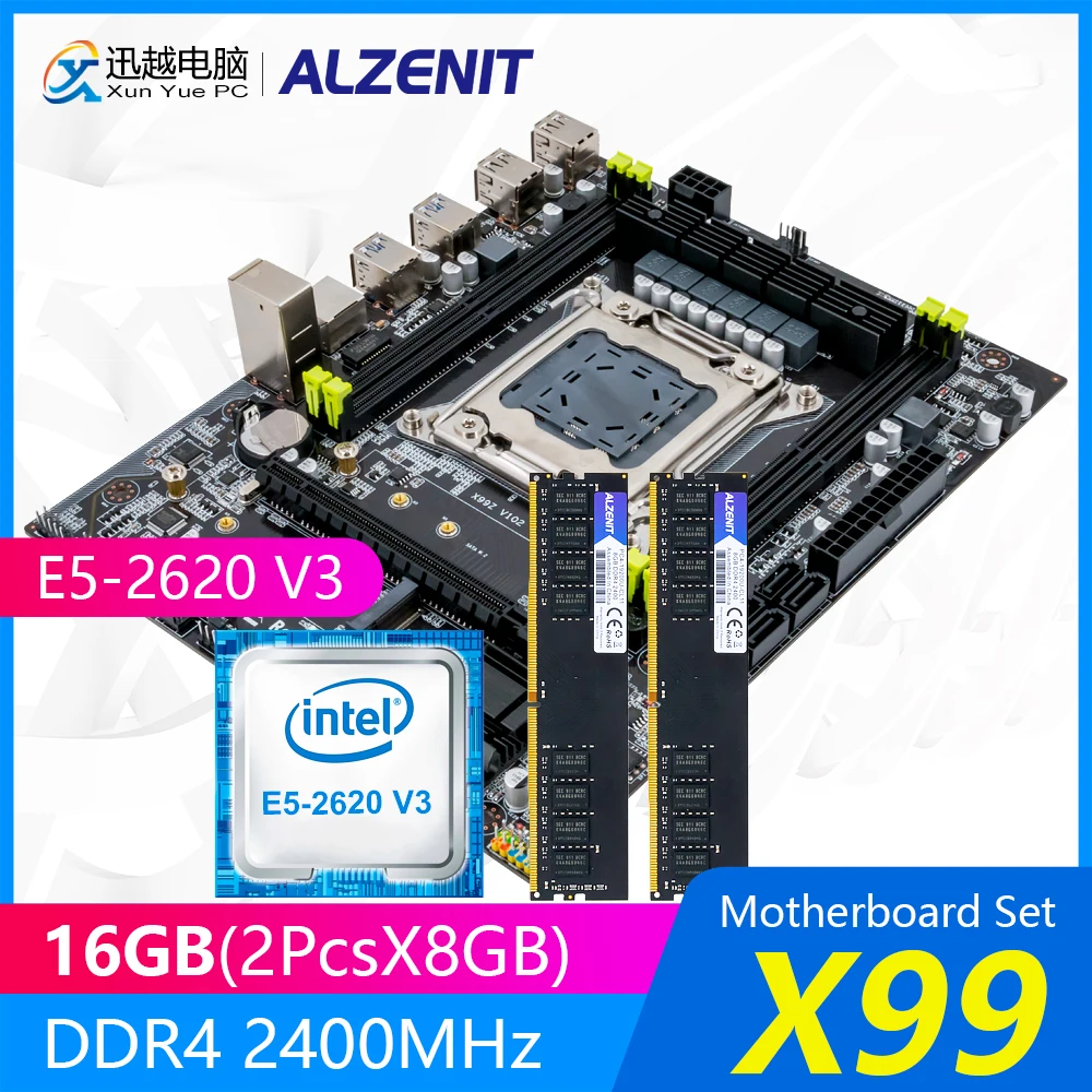 Материнская плата ALZENIT X99 модель X99M CE5 MATX с процессором Intel Xeon E5 2620 V3 2 4 ГГц 2*8 ГБ (16