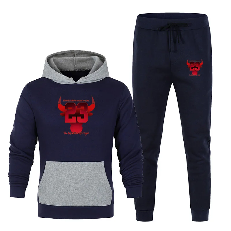 

Track Suit Ladies Hooded Sweater Fashion Suit Solid Color Sweatshirt + Trousers Two-Piece Spring And Autumn Fleece Pullover