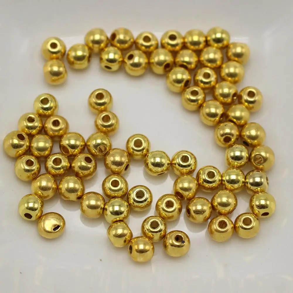 1000 золотистые пластиковые круглые бусины с отверстием 4 мм Гладкие шарики |