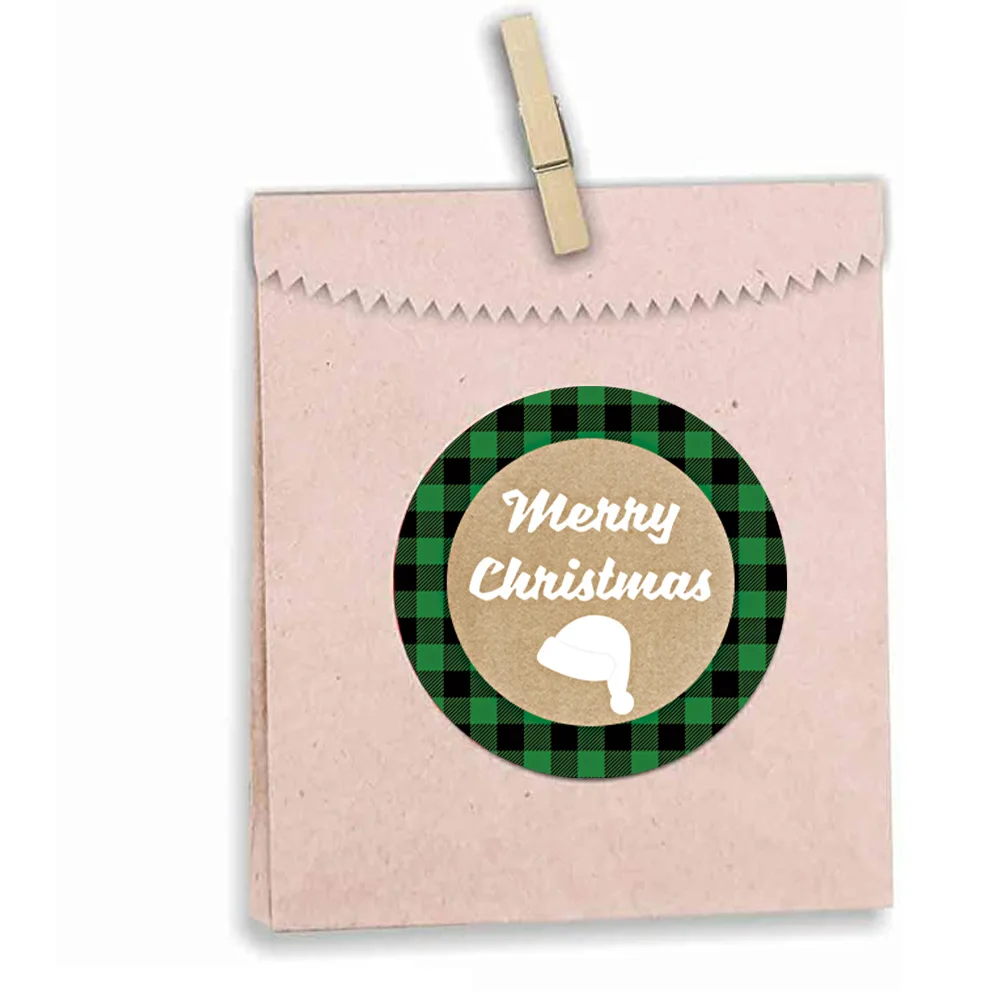500Pcs/roll Round Merry Christmas Sticker Gift Decoration Green Product Packaging Label Scrapbook | Канцтовары для офиса и