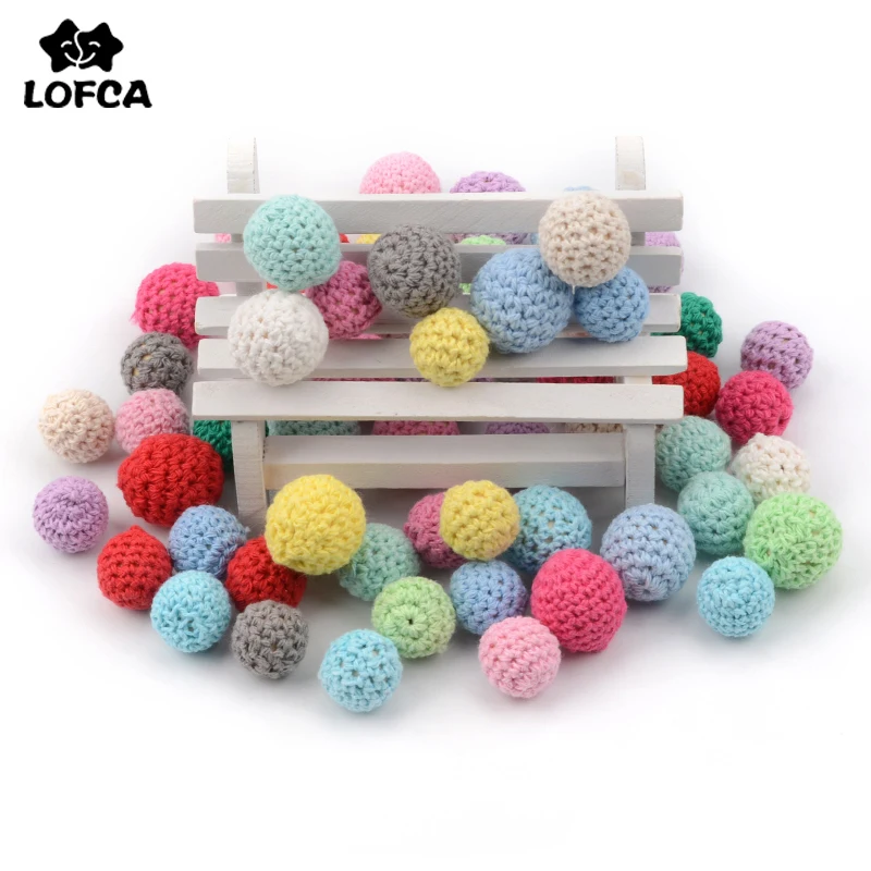 16mm Wooden Crochet Beads - Pack of 10 for DIY Necklace, Pacifier Chain, Teething Knitting - LOFCA Baby Colorful Beads for Baby Teethers image 5