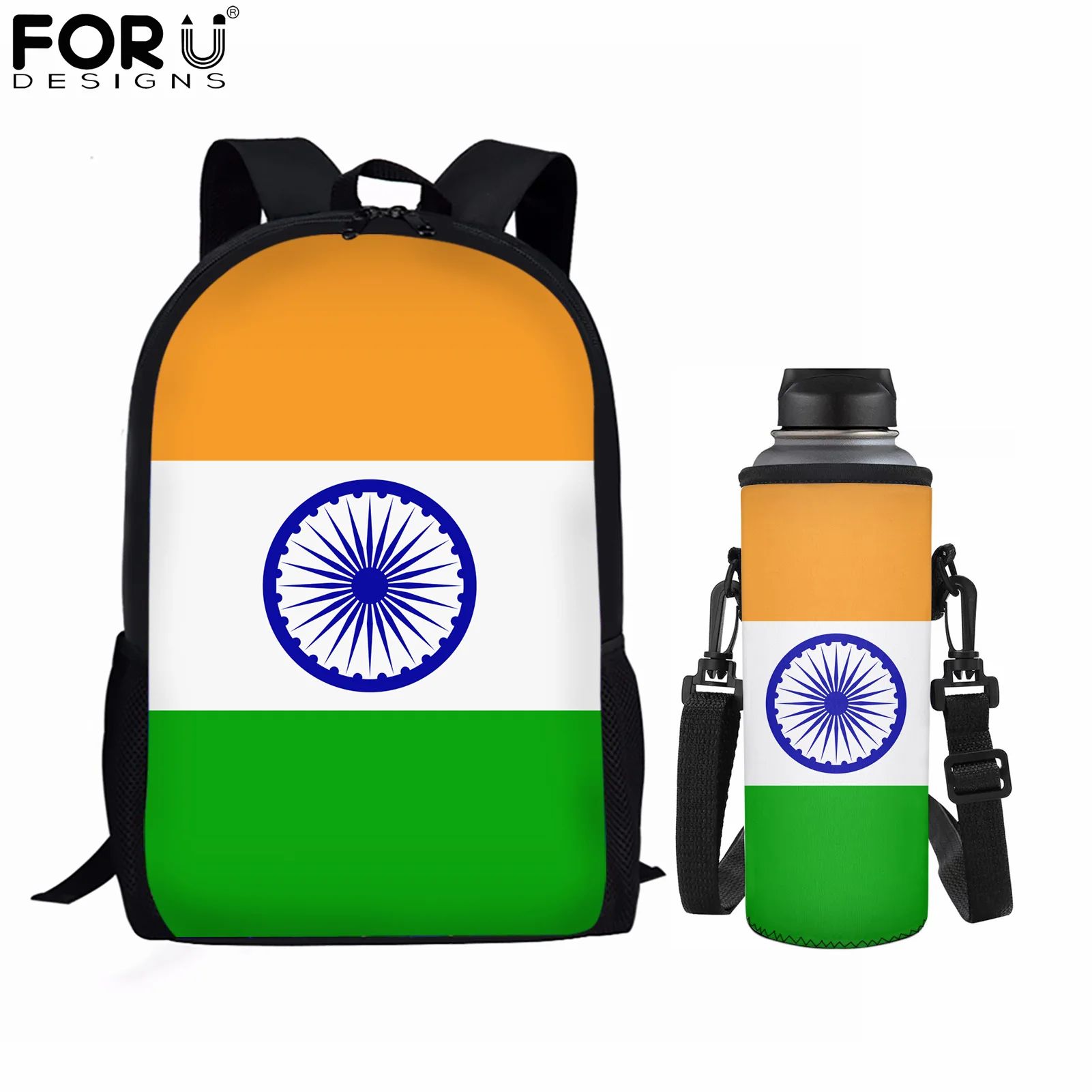 FORUDESIGNS, новые модные вместительные школьные ранцы для студентов с флагом Индии, дизайнерский рюкзак, 2 шт., спортивный женский рюкзак