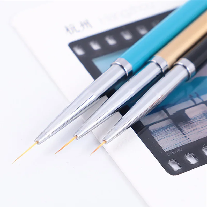 

3Pcs Metal Nail Art Liner Brushes UV Gel Painting Nail Striping Pens French Nail Tools Details Blending Strokes Grid Brush DIY