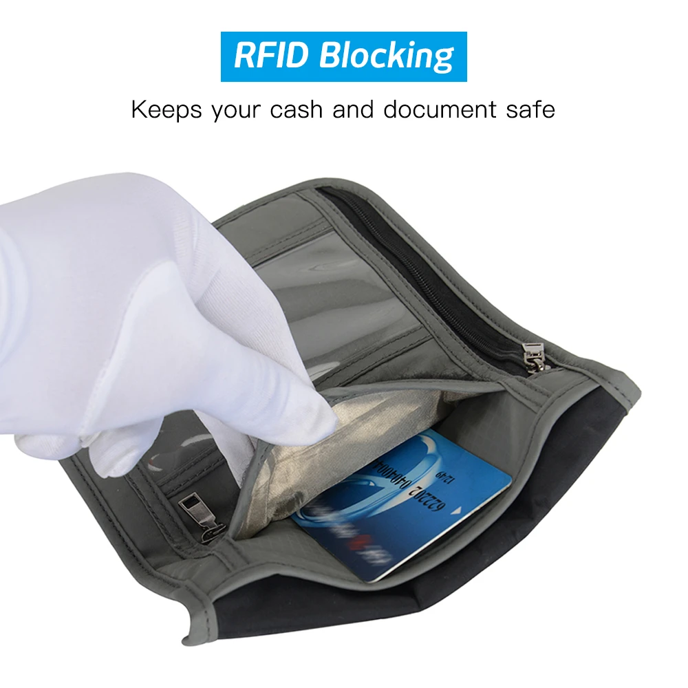 Шейная сумка дорожный кошелек для шеи с RFID-блокировкой держатель паспорта