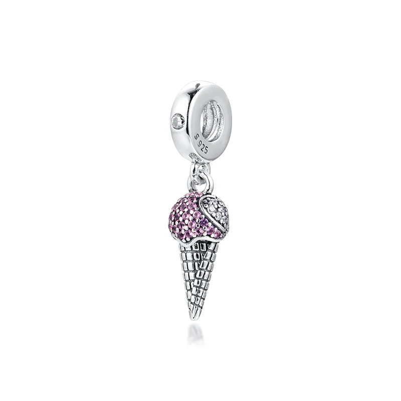 Pave Ice Cream Cone Dangle Charm Fits Sterling Silver Jewelry Charms Bracelets For Woman Beads Making | Украшения и аксессуары