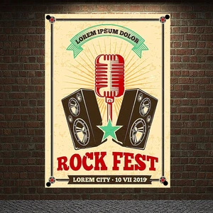 Pop Rock Band Heavy Metal Music Poster Cloth Flags Wall Stickers Hanging paintings Billiards Hall Studio Theme Home Decoration U