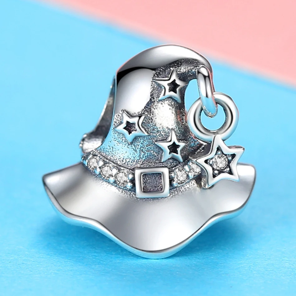 100% Настоящее Стерлинговое Серебро 925 пробы бусы Европейский Хэллоуин шляпа