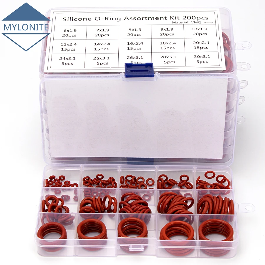 

150-225PCS PCP Paintball VMQ Sealing Silicone O-rings OD 6mm-35mm CS 1mm 1.5mm 1.9mm 2.4mm 3.1mm Red Gasket Replacements S9