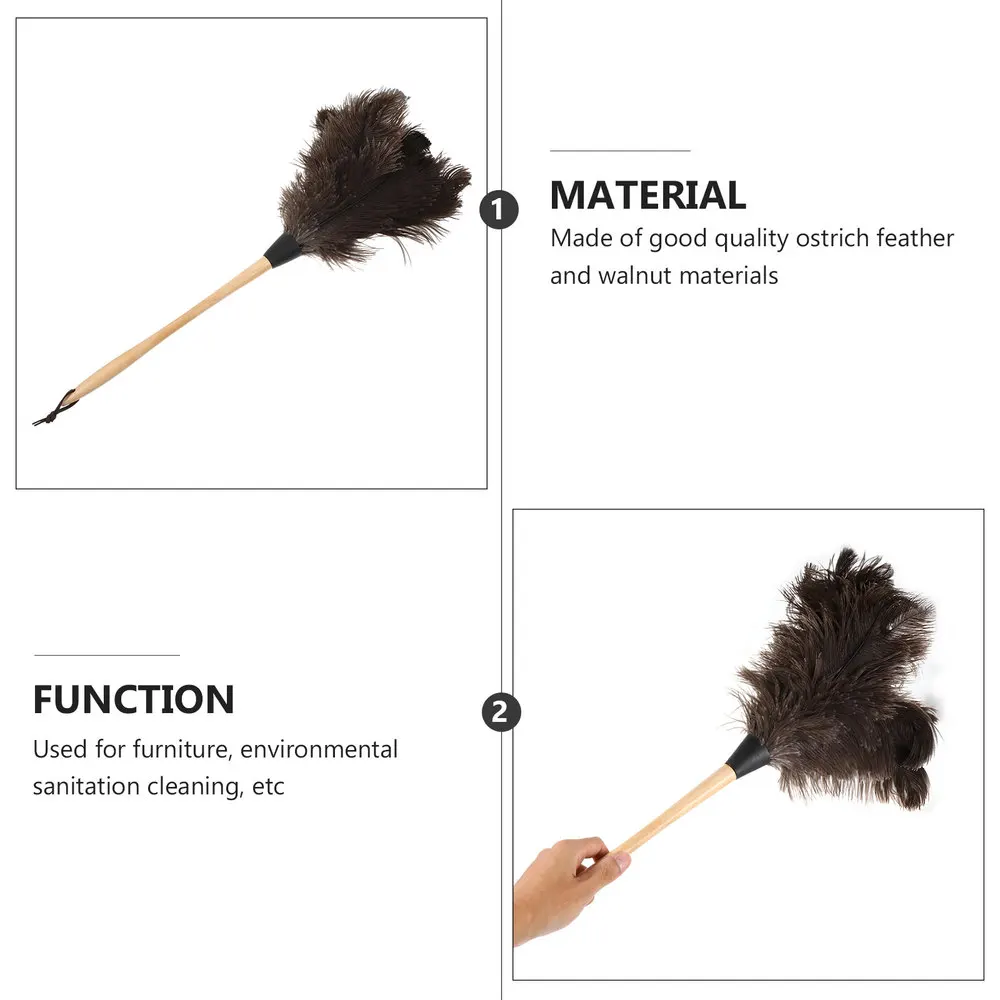 

1Pc Wooden Handle Duster Creative Feather Duster Cleaning Tool (Khaki)