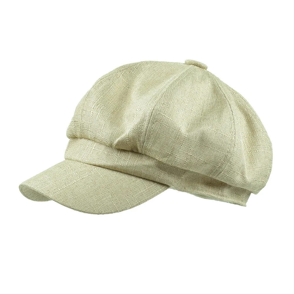 British Retro Thin Beret Hat Cotton Hemp Pure Color Beret Painter Cap Men Woman Spring Summer Simple Casual Short Eave Cap H7398