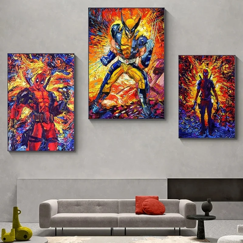 Картина на холсте из комиксов Marvel Мстители Дэдпул Росомаха постер с рисунком