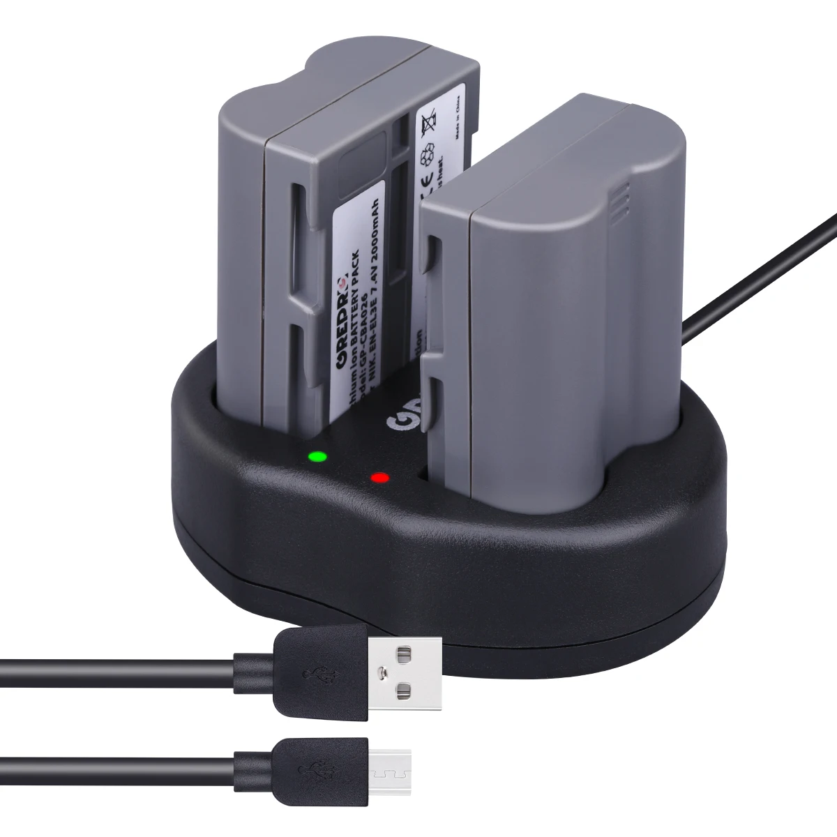 Аккумуляторная батарея с зарядным устройством на 2000 мАч для камеры Nikon D300 D90 D80 D200