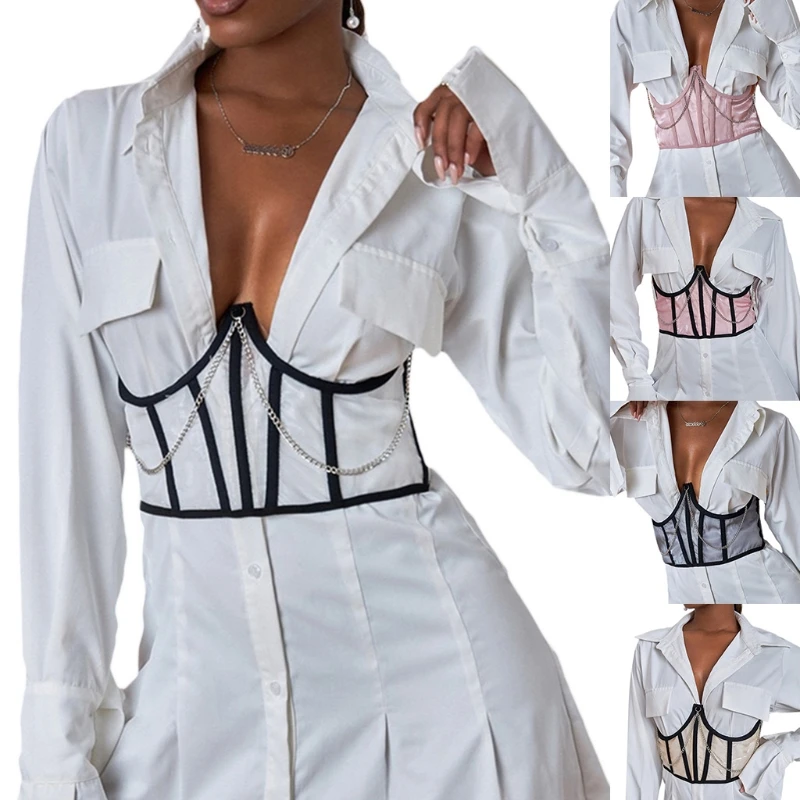 

Women Sexy Boned Overbust Corset Black Bustier Waist Cincher Bodyshaper Black Corset Tops For Women To Wear Out