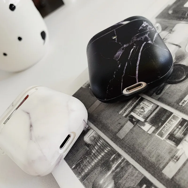 Чехол с мраморным рисунком для Apple Airpods 1 2 наушника чехол милый колесика камерой
