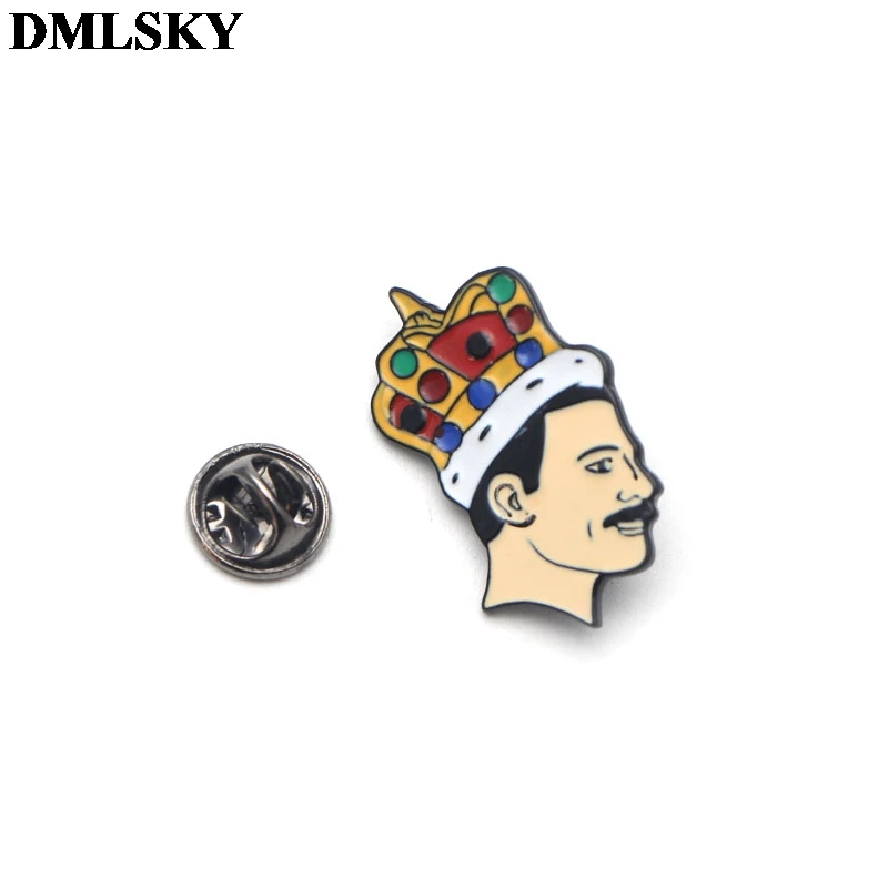 DMLSKY Фредди Меркурий крутые нагрудные булавки Эмаль Булавка Певица Рок Броши металлические значки на одежду шляпа и сумка вентиляторы подарки M1820