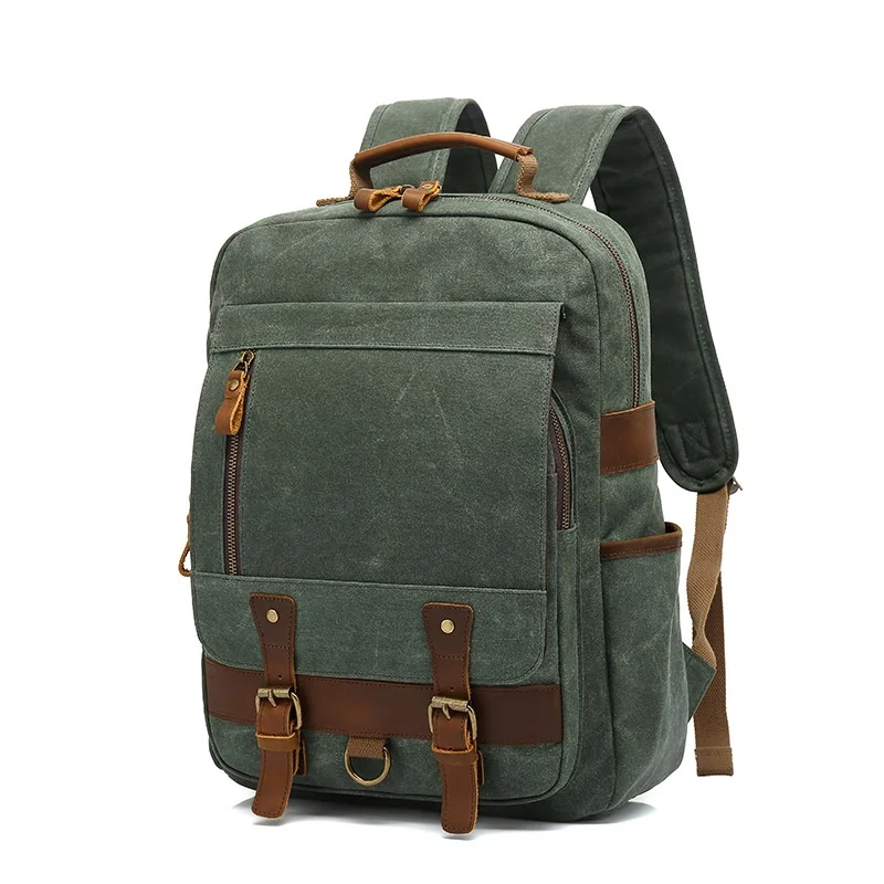 Vintage Canvas Backpacks for Men Laptop backpack Daypacks Waterproof Canvas Rucksacks Large Waxed Mountaineering Travel Pack